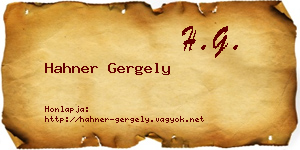 Hahner Gergely névjegykártya